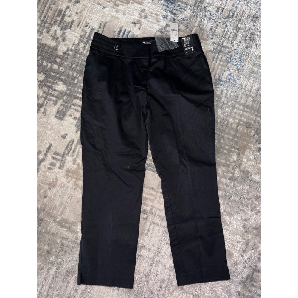 New York & Company 7th Avenue Modern Fit Crop Pants Black Straight Leg Size 8